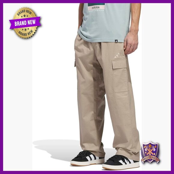 Regular Fit Woven Cargo Pants with Drawcord Waist and Pockets